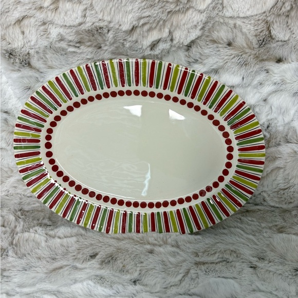 M Bagwell Caffco Art Striped Oval Serving Platter - Picture 1 of 5